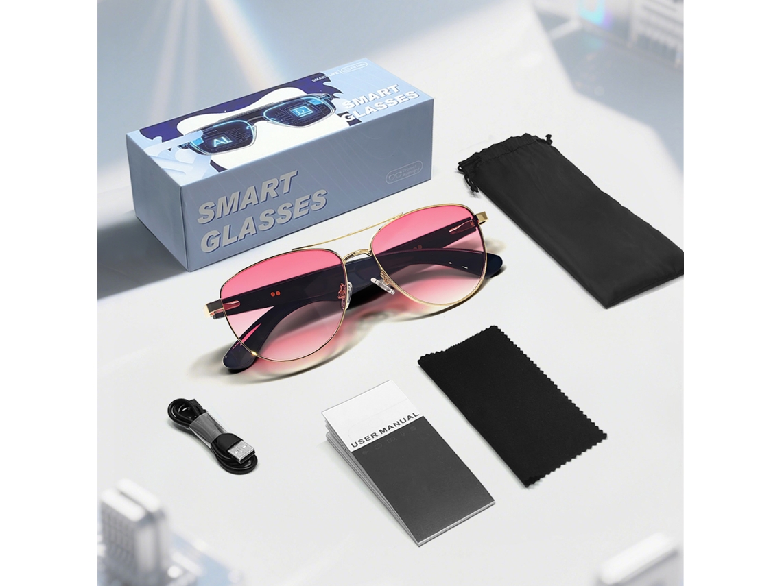 Gafas inteligentes Eifson GT32, auriculares Bluetooth, gafas de sol con protección UV y antirreflejos (oro rosa)