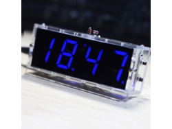 Kit de relógio digital LED de 4 dígitos Veloriskku-diy com controle de luz, temperatura e caixa transparente.