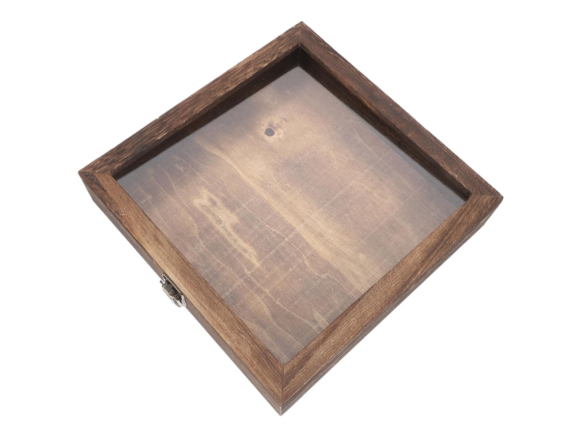 Vitrina De Madera Maciza De 25x25x4,5 Cm Con Tapa Abatible.