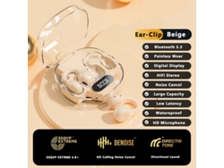 Auriculares Inalámbricos Bluetooth 5.3 (marrón Claro), Con Diseño De Gancho Para La Oreja Y Pantalla Led.