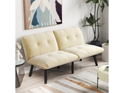 Sofá cama plegable de 2 plazas, futón moderno, color crema.