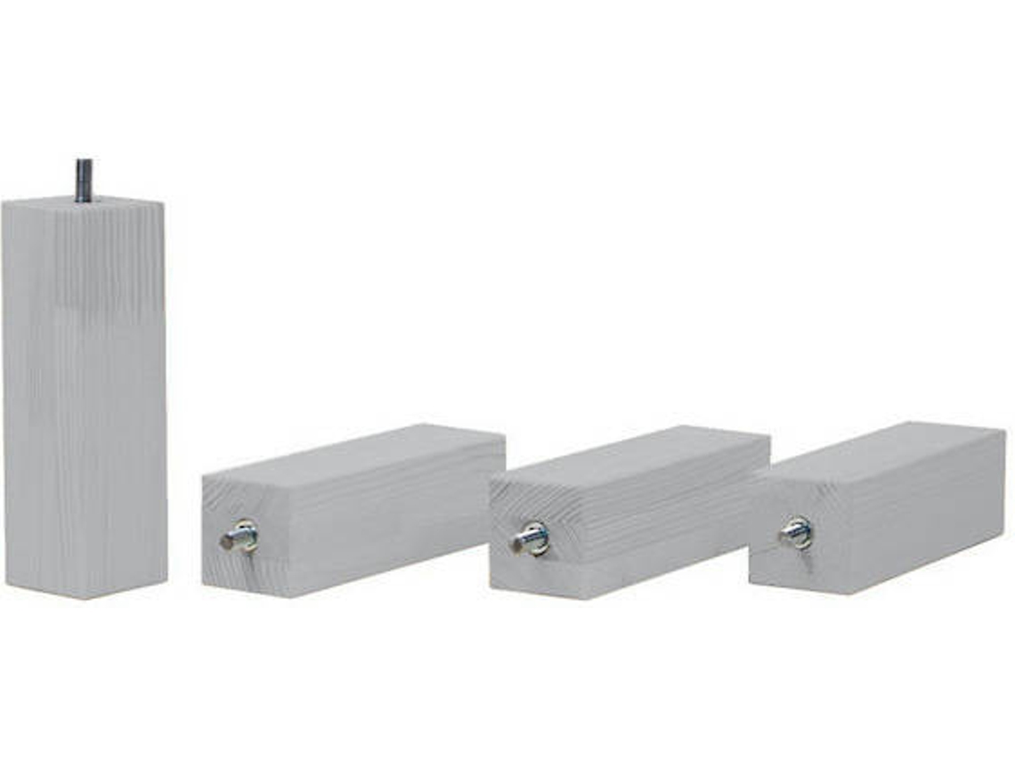 Conjunto de 4 Patas para Cama BENLEMI Foots (Gris - Madera - 6x6x20 cm)