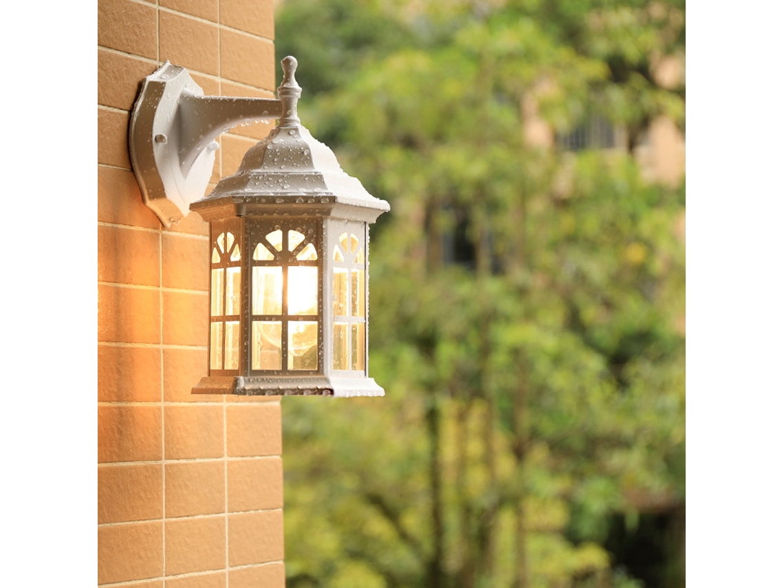 Lámpara de pie LED para exteriores, resistente al agua, para montaje en pared, jardín, terraza, patio, entrada de garaje, balcón, casquillo E27 (bombilla no incluida).