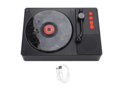 Alto-falante Bluetooth Waves Sem Fio Estilo Player De Discos Vintage Com Lâmpada De Noite Preto