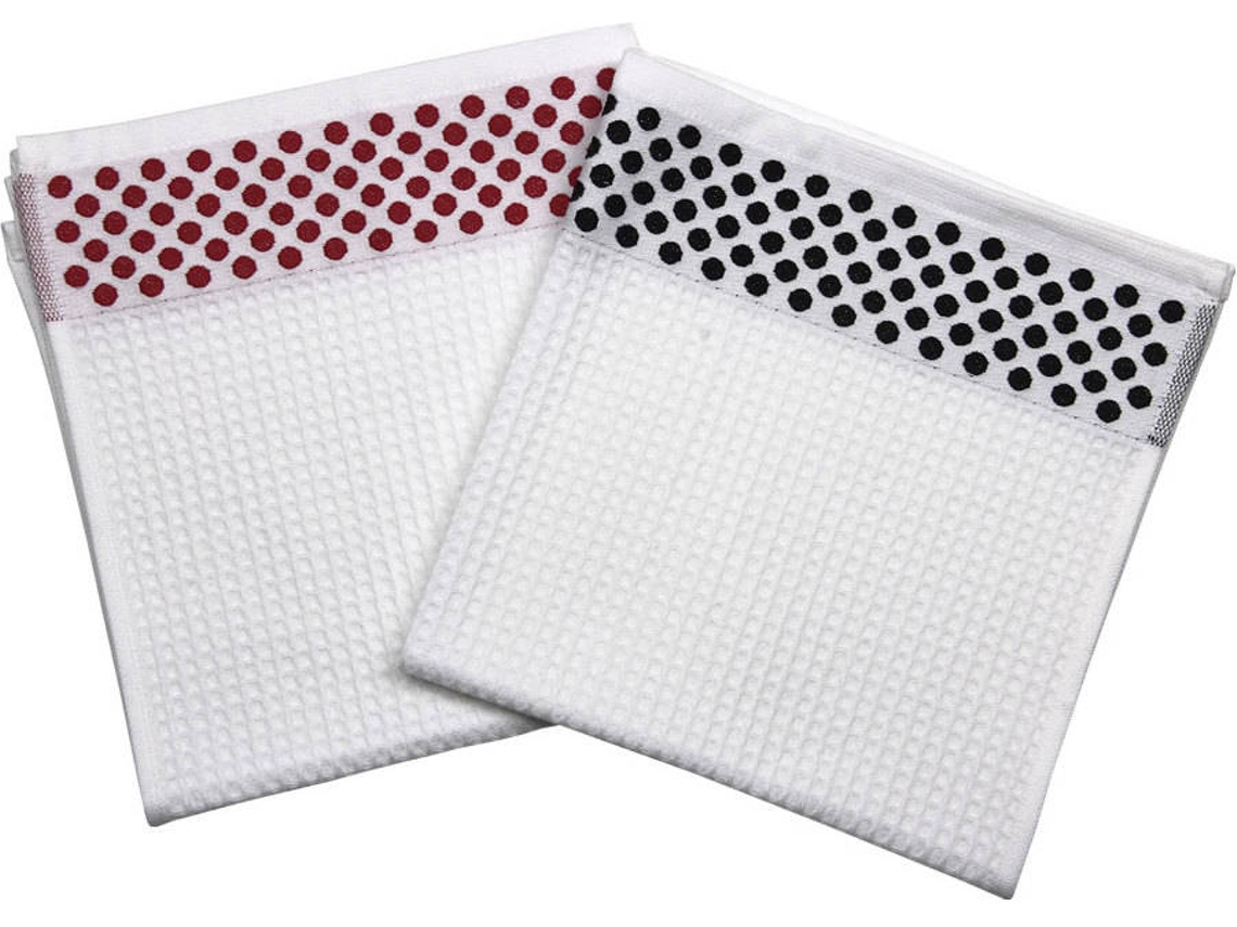 Conjunto 2 Paños Cocina 50X50 Negro/Rojo Modelo Mencía