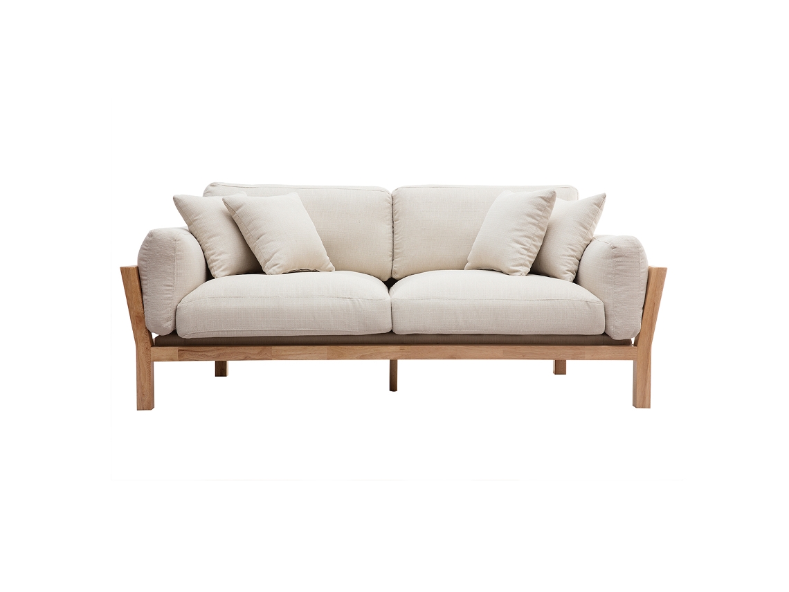 Sofá 3 Plazas Blanco Crema Patas Madera Kyo MILIBOO
