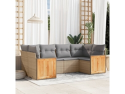 Conjunto de 6 sofás de jardín con cojines de mimbre beige Dkd Home Decor