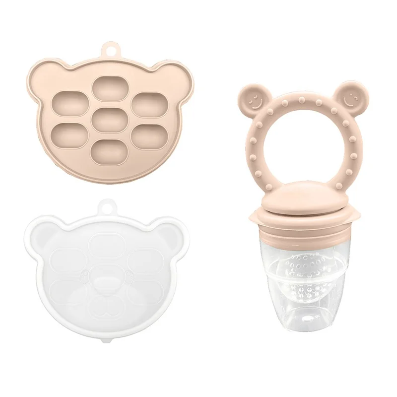 Mordedor Bebé Alimentador Chrui 6+ Meses 2 En 1 Alivio Encías Molde Hielo (sonrisa Beige)