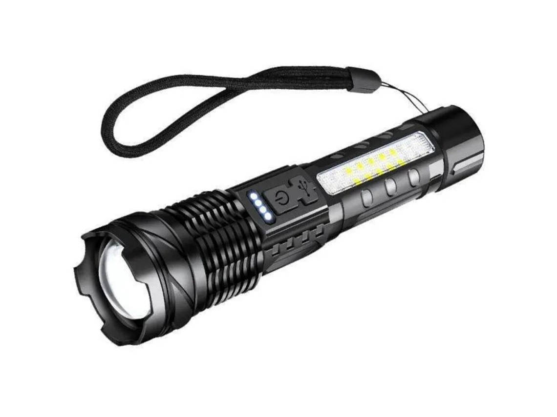 Linterna Led Recargable, Linterna Táctica Ultrabrillante Con Zoom Y 7