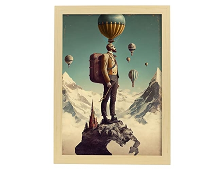 NACNIC Poster Pico En Estilo Surrealismo Cinematográfico Ilustraciones Y Grabados De Historieta Abstracta Y Artística A3 Marcos Madera