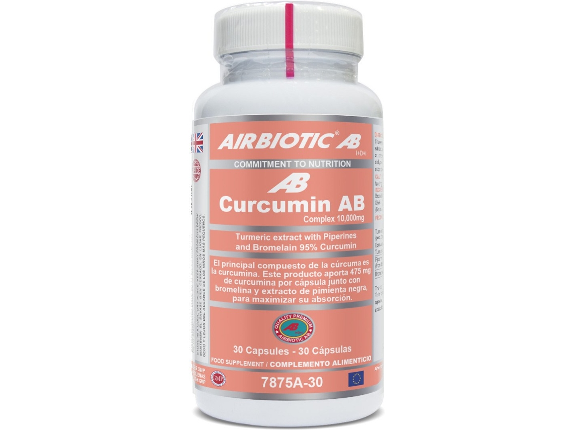 Complemento Alimentar AIRBIOTIC Curcumin Ab Complex Curcuma Bromelina Pire (10000 mg)