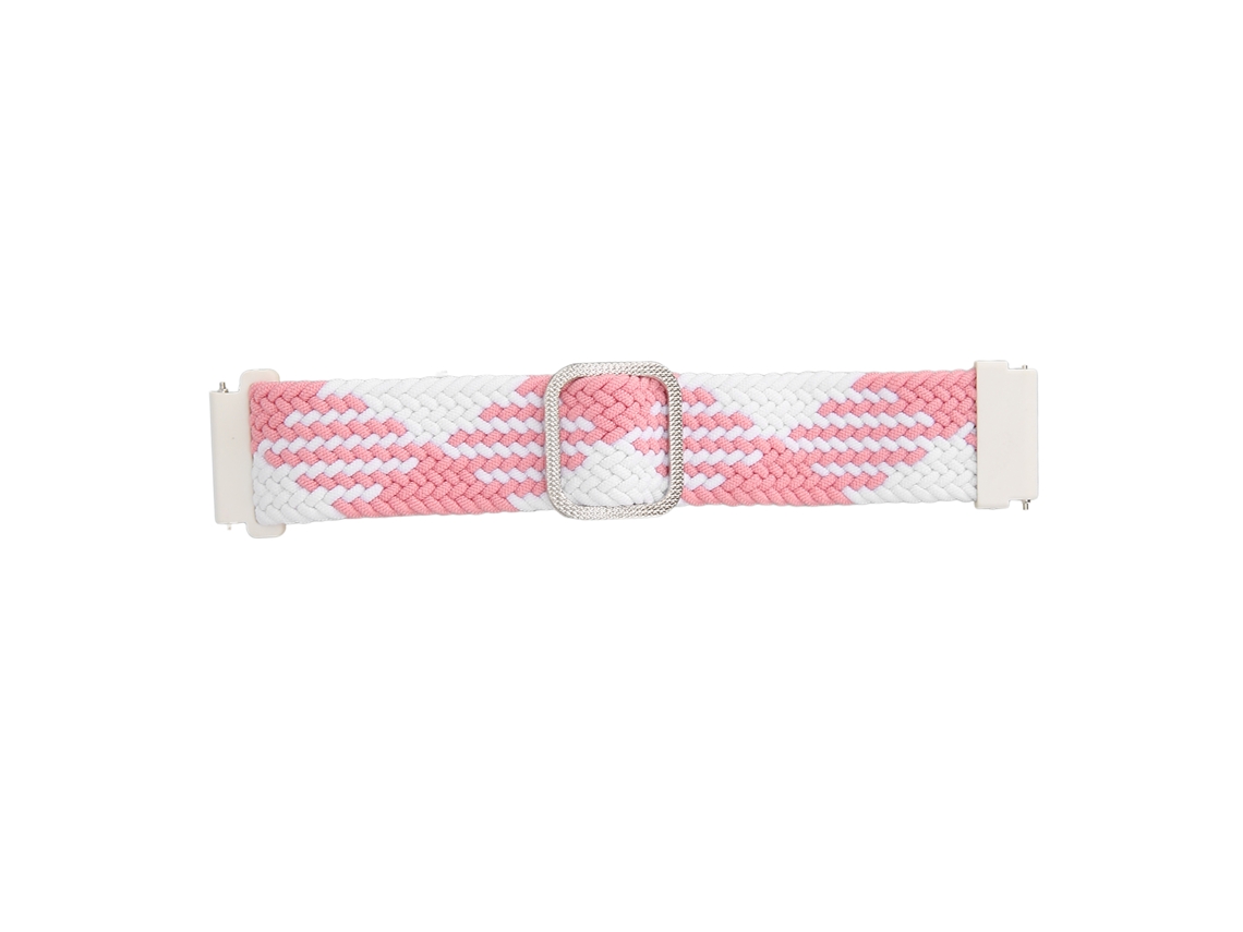 Pulseira De Relógio Nylon Trançada Elástica Ajustável 22mm Para Huawei Watch 3/gt 3/2 Rosa Branco