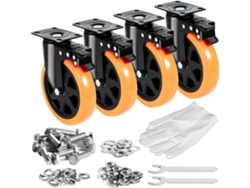 Juego de 4 ruedas giratorias industriales con freno 152,4 mm Tekmaquinas