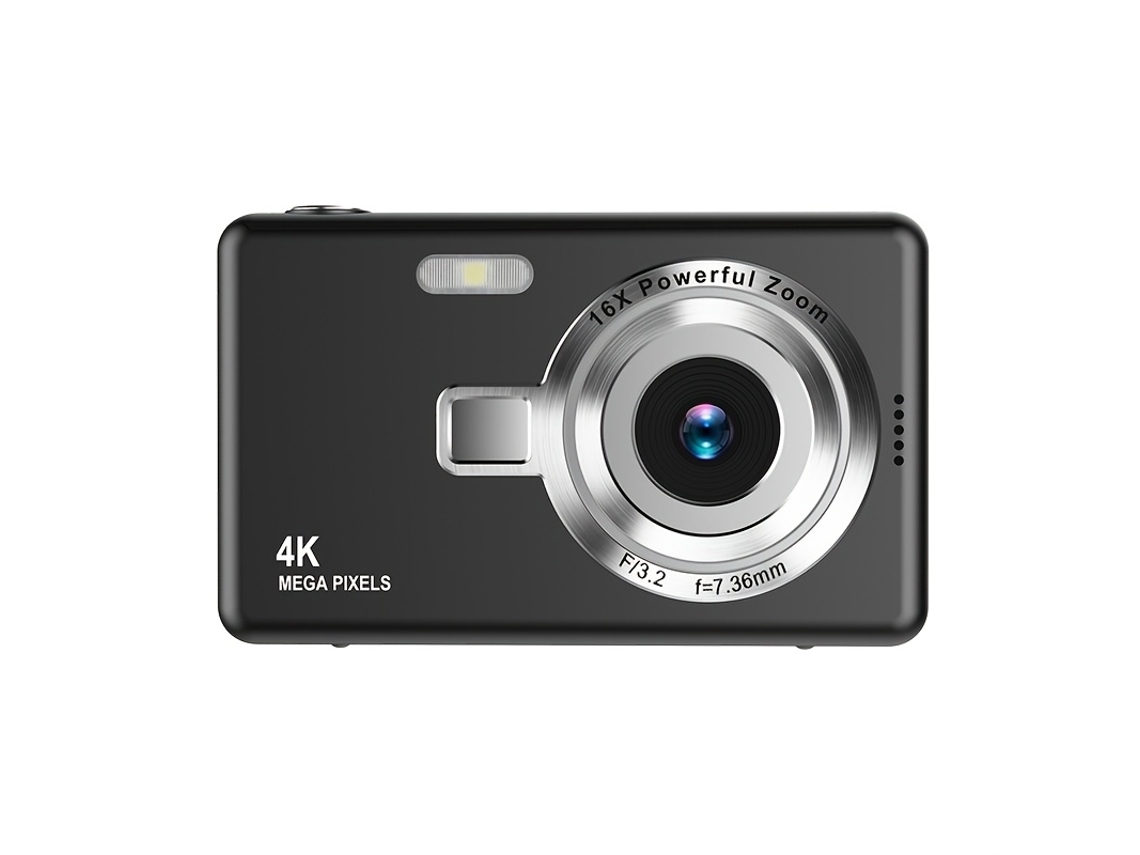 Cámara digital portátil 4K HD con enfoque automático y luz de relleno Cuich (negra)