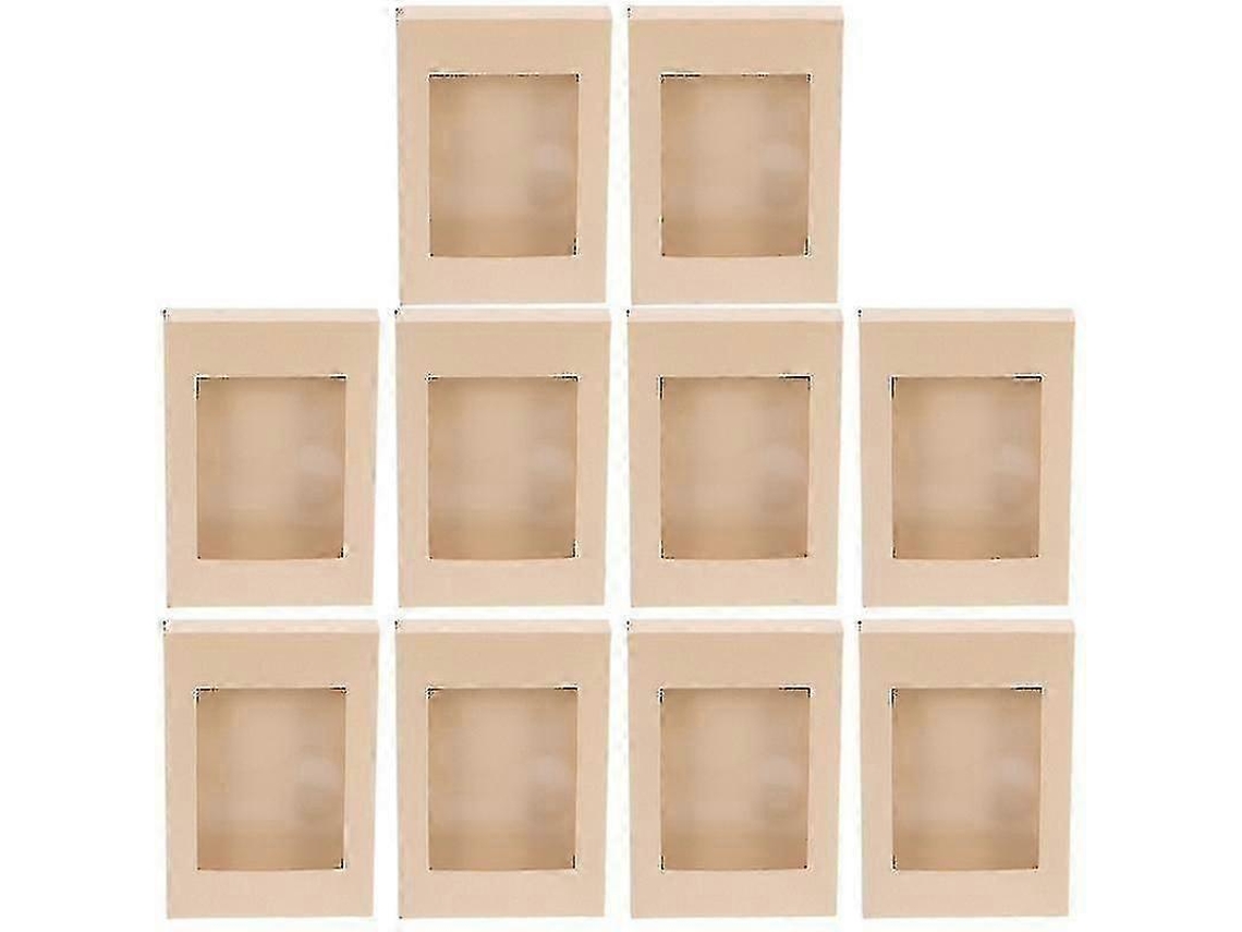 Juego de 10 cajas de regalo Kraft para galletas y pasteles, cajas de almacenamiento para manualidades con ventana transparente. Hengjian