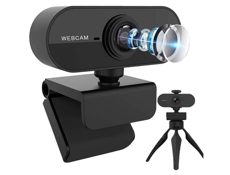 Webcam con microfono, webcam Full HD 1080P per PC, laptop, desktop, MAC, webcam Plug and Play con copertura privacy, fotocamera USB (nero) CHRONUS