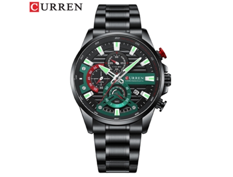 Relojes para Hombre Reloj Impermeable de Acero Inoxidable para Hombres Reloj de Pulsera analógico de Cuarzo de Negocios-Concha Negra Verde LUUCOZK