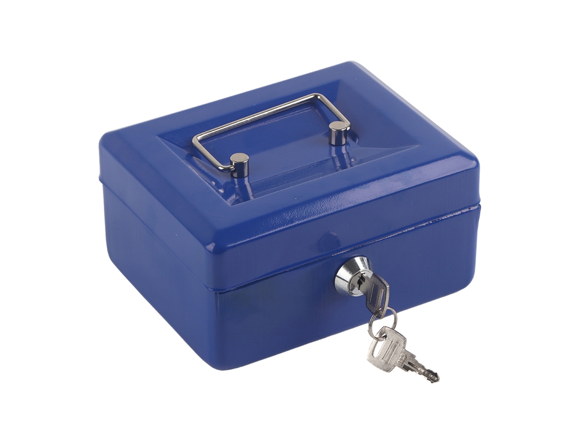 Caja de seguridad portátil para dinero y monedas - Azul