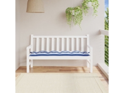 Cojín grande para banco de jardín, 150x50x7 cm, tela Oxford azul/blanco HARLANV1