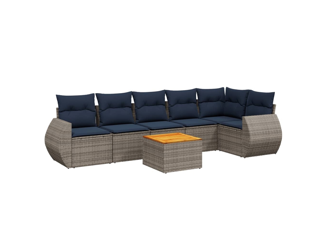 Maison Exclusive - Conjunto De Sofá De Jardín De 7 Piezas Con Cojines, Poliratán Gris