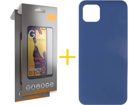 Carcasa + 2 Protectores de Vidrio Full iPhone 13 Mini SKYHE Silicona Líquido Azul