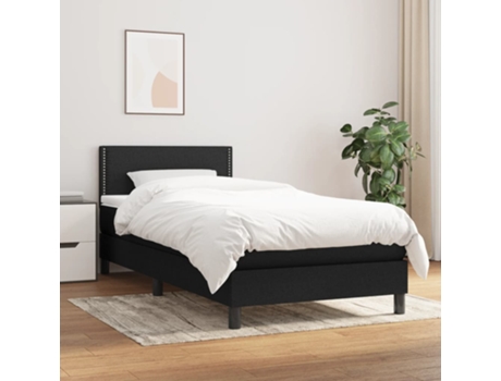 Cama con somier VIDAXL (Negro - Tela - 193 x 90 x 88 cm)