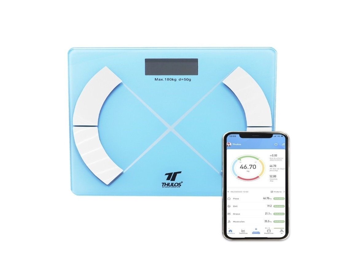 Báscula de Baño Bluetooth múltiples mediciones App para iOS y Android TH-BD122 La Báscula de Baño THULOS con Bluetooth te ofrece múltiples mediciones