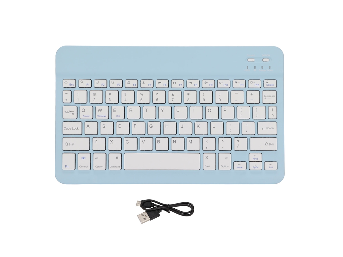 Teclado inalámbrico portátil con bloqueo de pantalla, conexión estable y batería de larga duración. Luz dorada.