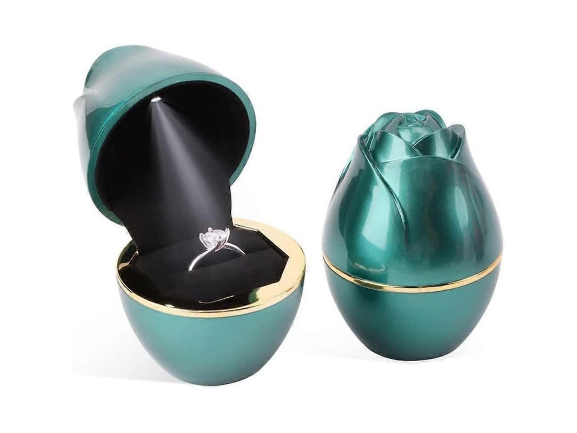 Caja Para Anillos Con Luz Led Rosa, Ideal Para Regalos, Pedidas De Mano O Exhibición De Joyas.