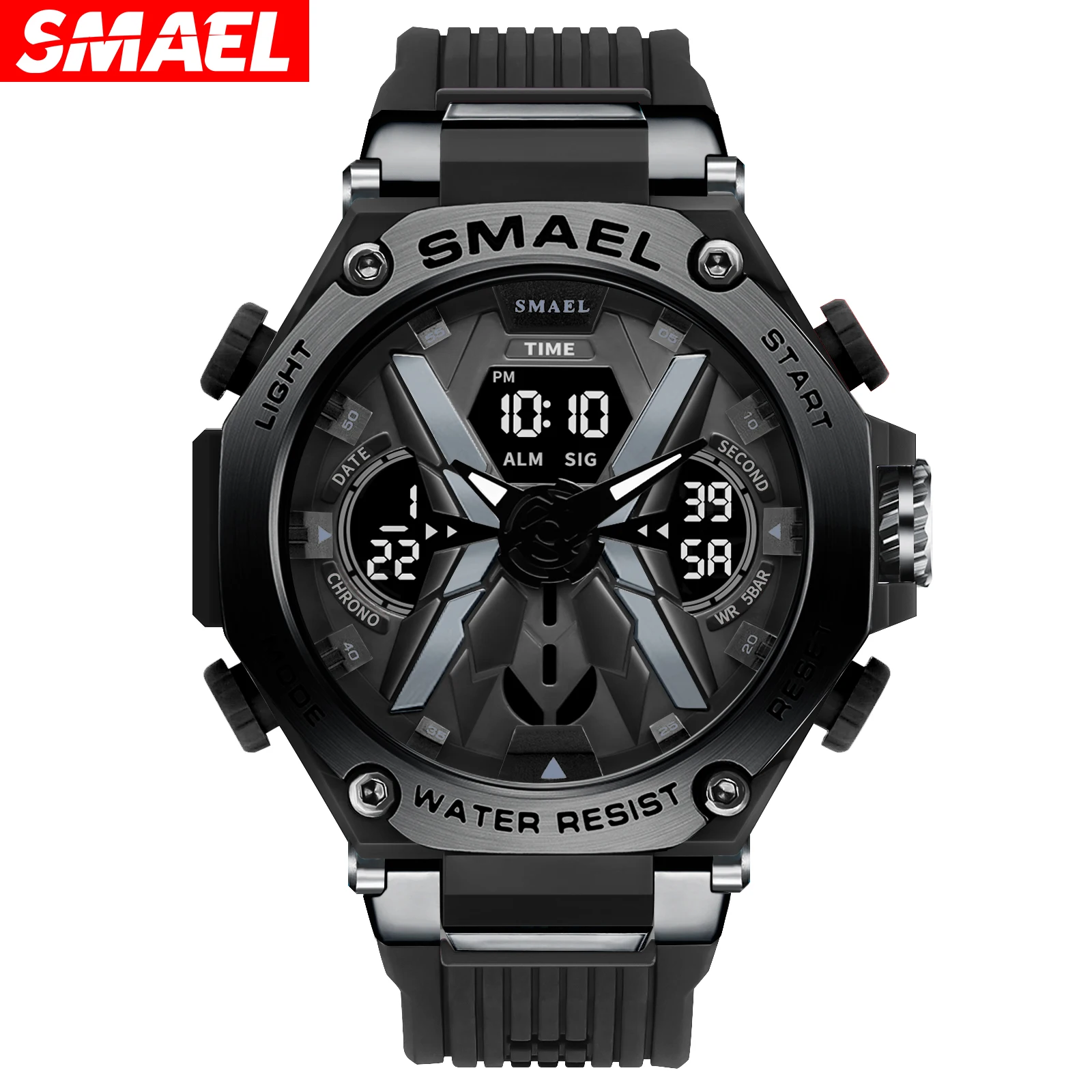 Reloj electrónico MDUG de aleación metálica, resistente al agua, color azul oscuro.