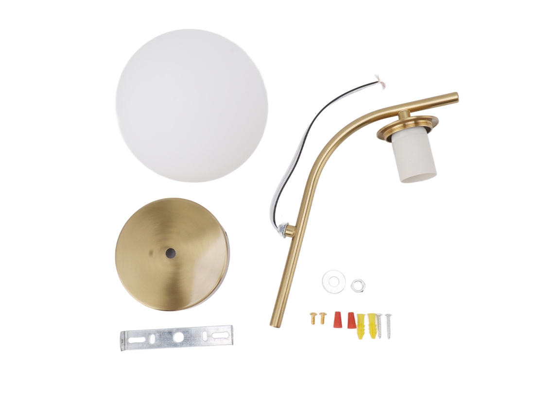 Rebe-lámpara De Pared De Vidrio Interior Sconce Dorado Porta Lámpara E27 E26 85‑265v Para Dormitorio
