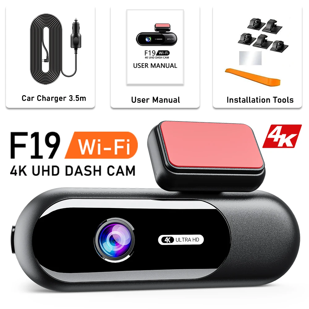 (tarjeta Sd De 256g) Cámara Para Salpicadero De Coche Con Grabación De Ultra Alta Definición 4k Y Función De Visión Nocturna Hdr.