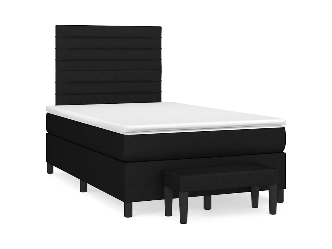 Cama Box Spring Con Colchón Tela Negro 120x190 Cm