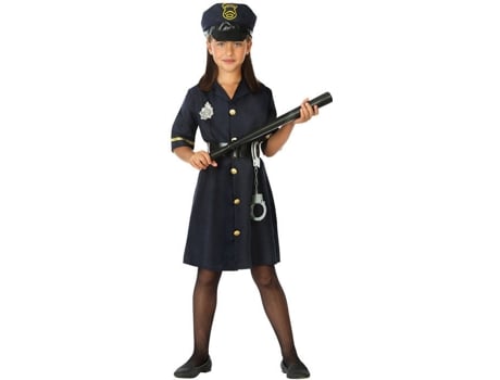 Disfraz de Niña DISFRAZZES Polícia Negro (Talla: 10 a 12 años)