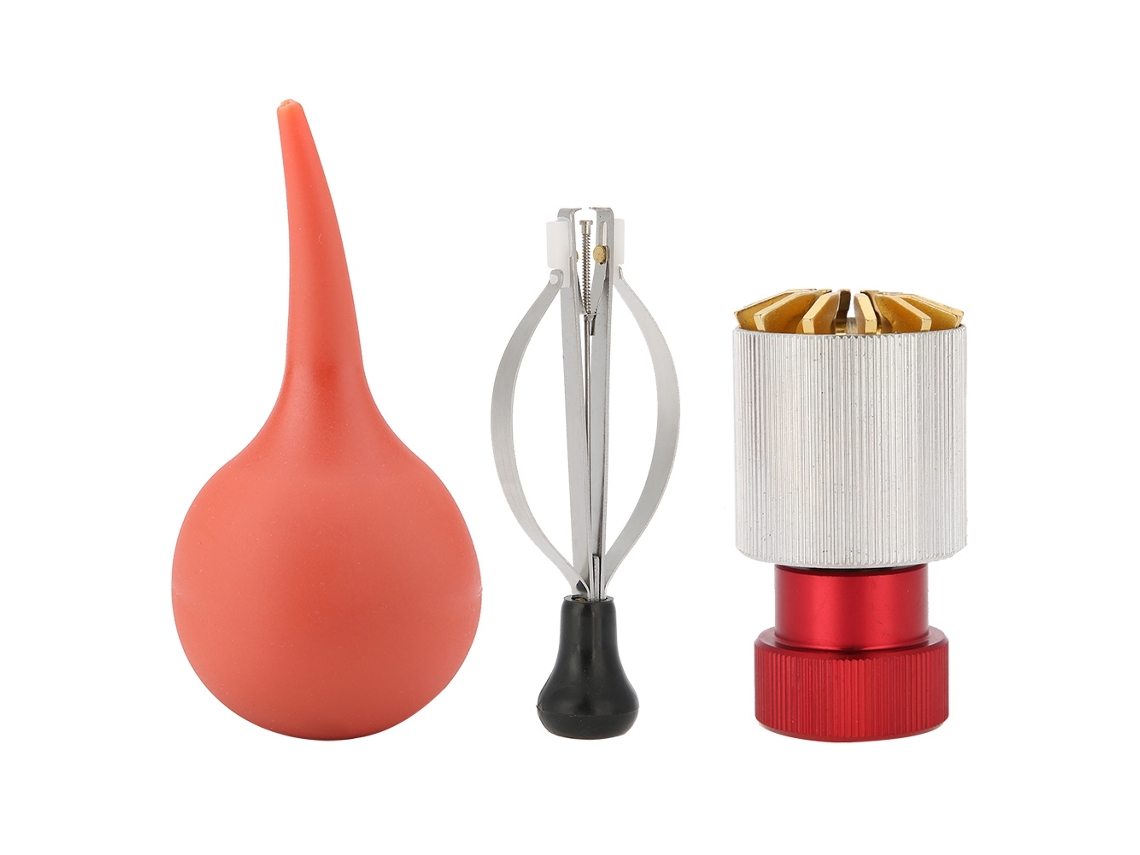 Kit De 3 Herramientas Para Reparación De Relojes: Soplador, Extractor De Cristal Y Extractor De Agujas.