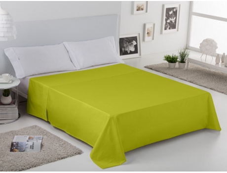 Sábana Encimera ESTELIA (260 x 270 cm - Algodón y Poliester - Amarillo)