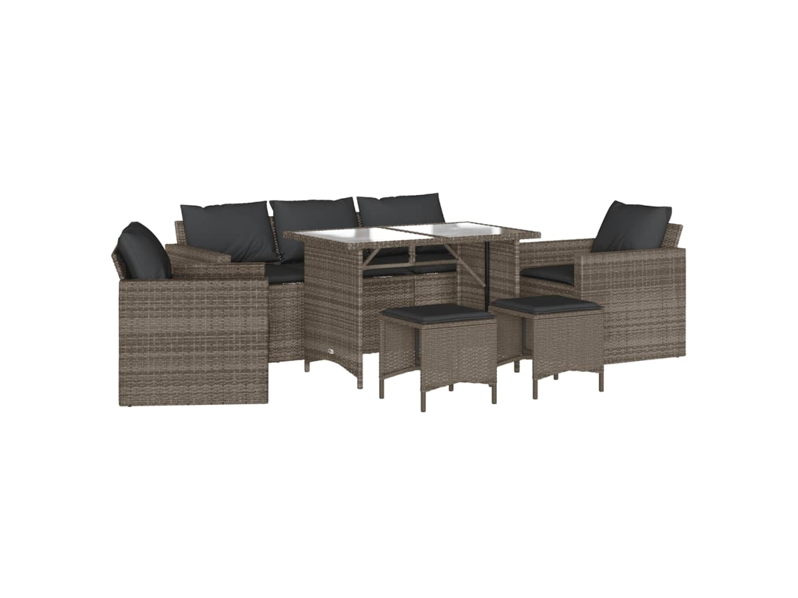 Maison Exclusive - Set De Muebles De Jardín 6 Pzas Y Cojines Ratán Sintético Gris