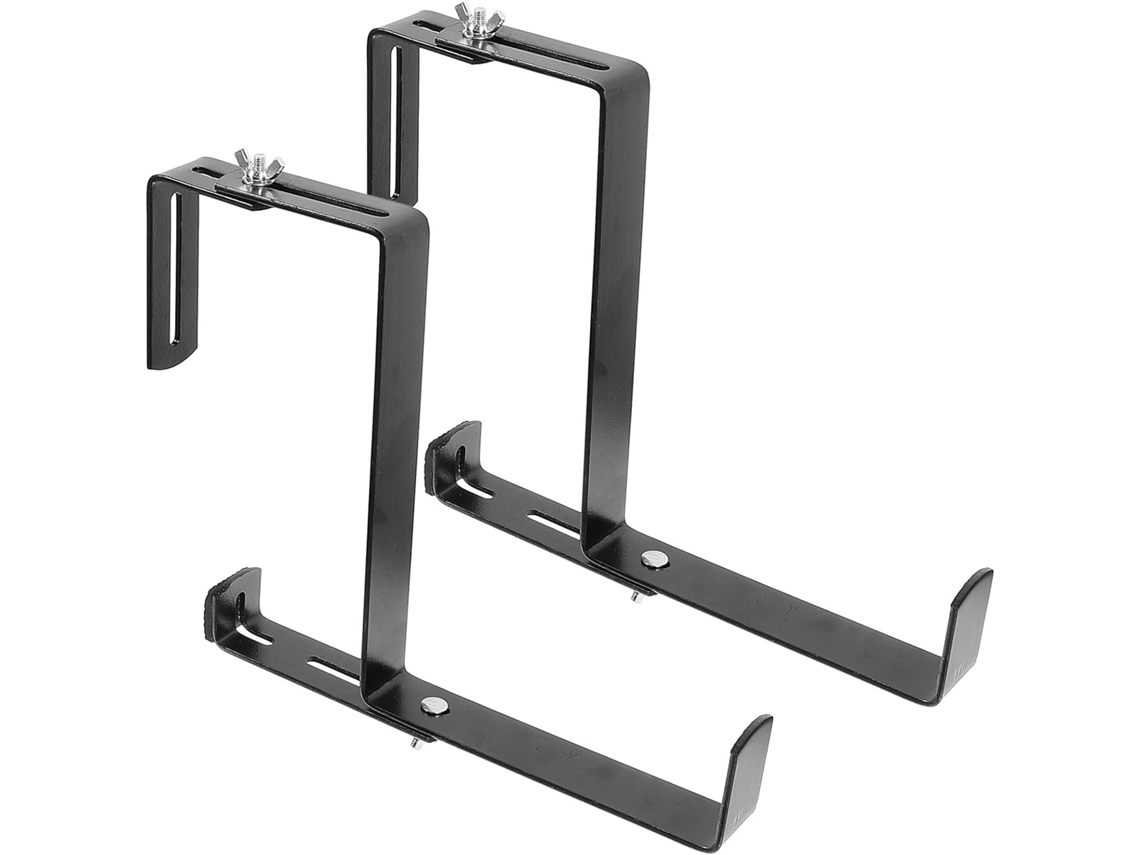 Dos Soportes Ajustables De Hierro Negro Para Barandillas De Balcón. Soportess Para Colgar Macetas Y Campanillas De