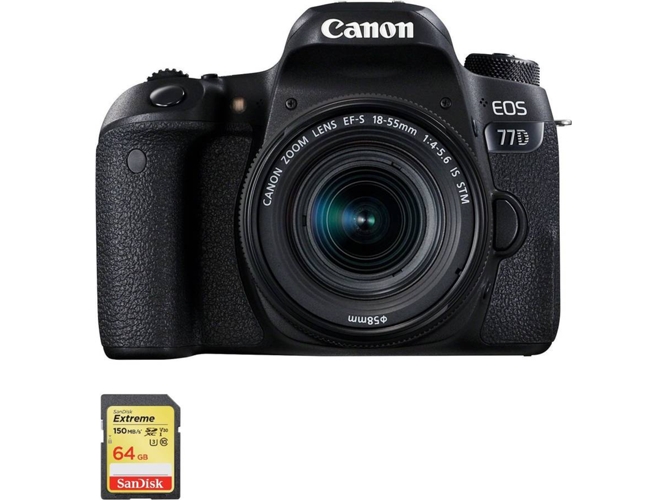 Kit Cámara Réflex CANON EOS 77D EF-S 18-55mm F4-5.6 IS STM + 64GB SD