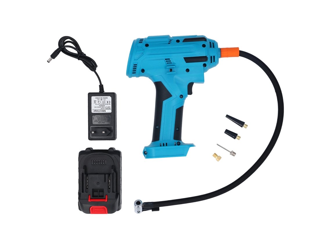 Bomba de aire inalámbrica recargable de 150 PSI con pantalla digital, compresor para coches, bicicletas y balones (enchufe europeo).