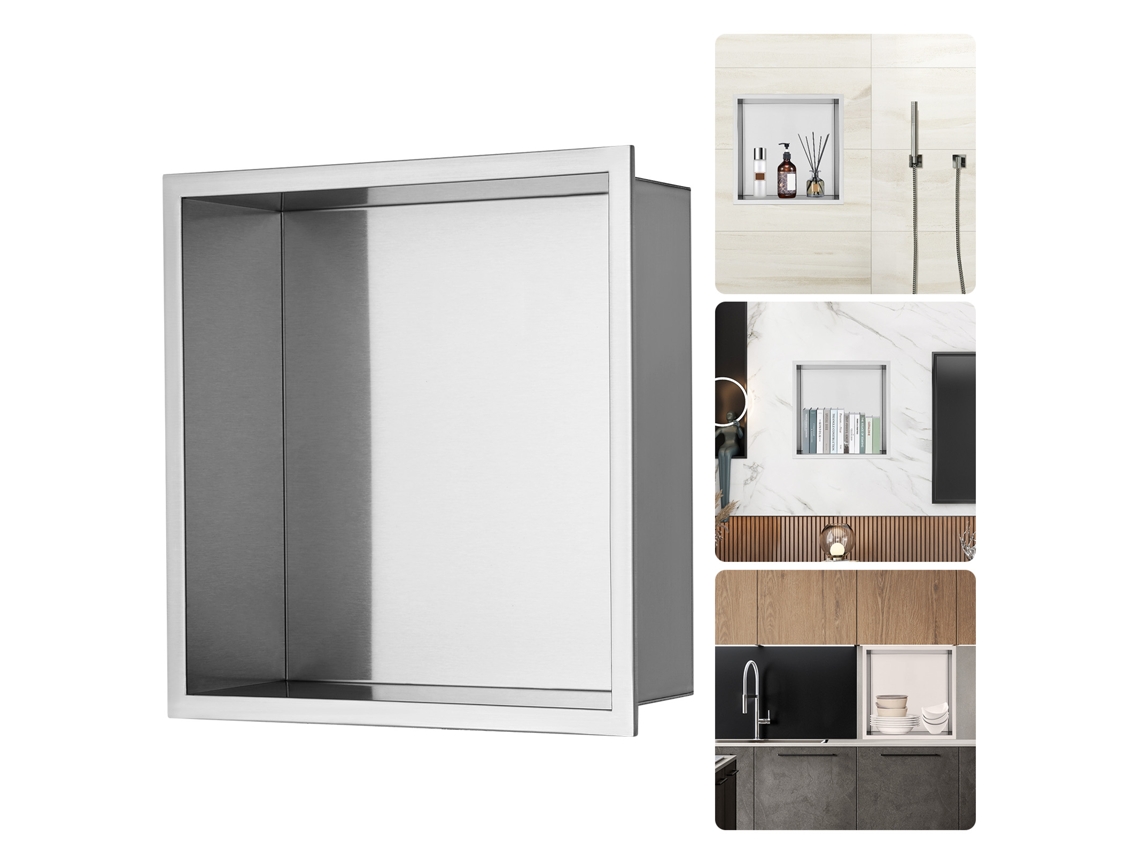 Estante de ducha Succebuy de acero inoxidable con doble estante para montaje en pared (33 x 33 cm)