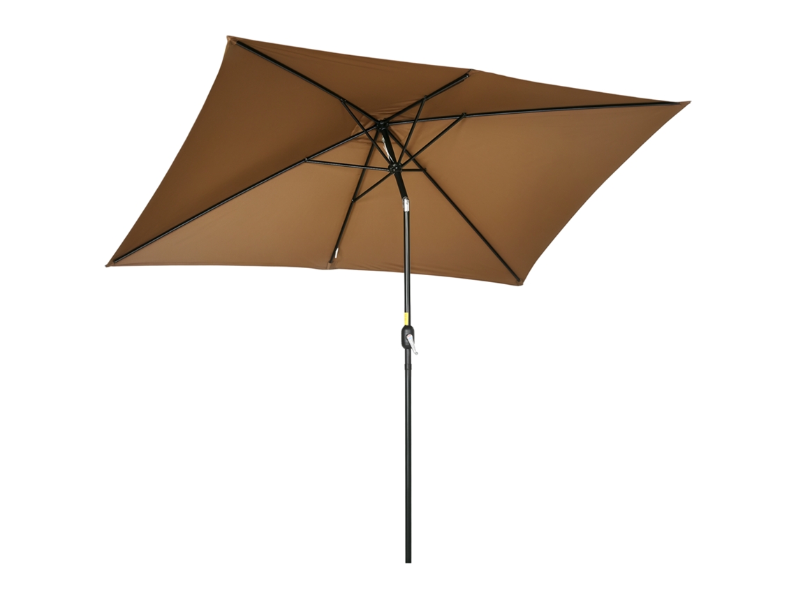 Parasol rectangular inclinable, protección solar, poliéster 180 g/m², 2,94 x 1,98 x 2,55 m, marrón.
