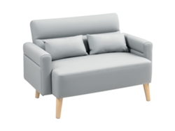 Sofá De 2 Plazas En Piel Sintética, 117x78x78 Cm, Gris.
