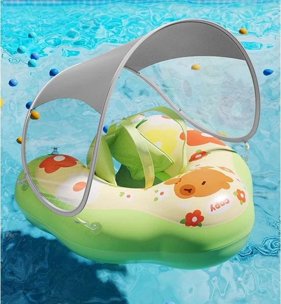 Flotador hinchable para bebés con toldo parasol para niños de 2 a 6 años GERTIZ (xl, capibara)