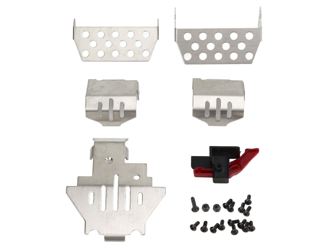 6pcs Blindaje De Chasis De Coche Rc Switch De Reinicio Esc Placa De Protección De Chasis De Acero Inoxidable Para Traxxas 1/10 Coche Rc