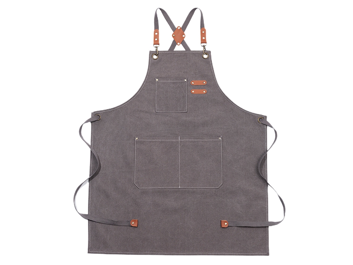 Delantal De Algodón Con Espalda Cruzada Para Hombre Y Mujer, Con Bolsillo Grande, Ajustable, Aproximadamente 75x68 Cm