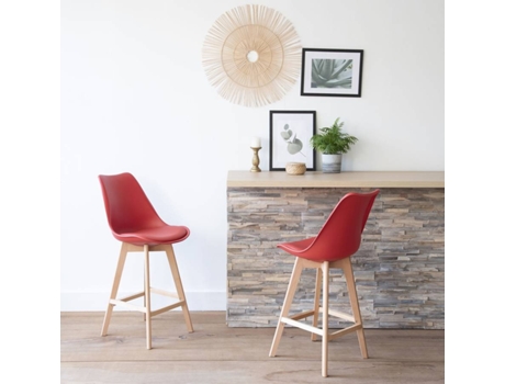 Conjunto de 2 Bancos HAPPY GARDEN Sven (Rojo - Plástico - 46 x 55 x 105 cm)