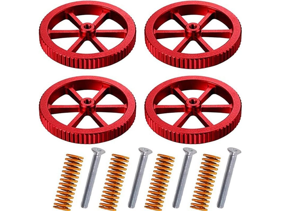 4 Tuercas De Aluminio Para Ender 3/3 Pro/3 V2, 5/5 Plus/pro, Cr 20 Con 4 Resortes - Rojo