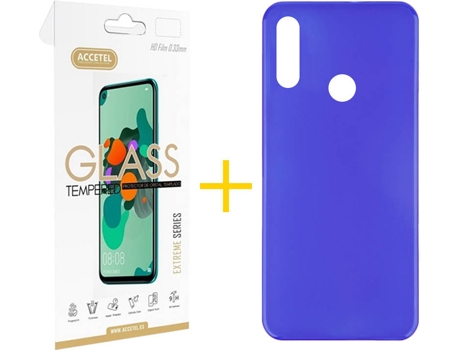 Kit Funda + Protector de Pantalla Huawei Y7 2019 ACCETEL Liso 3 Azul