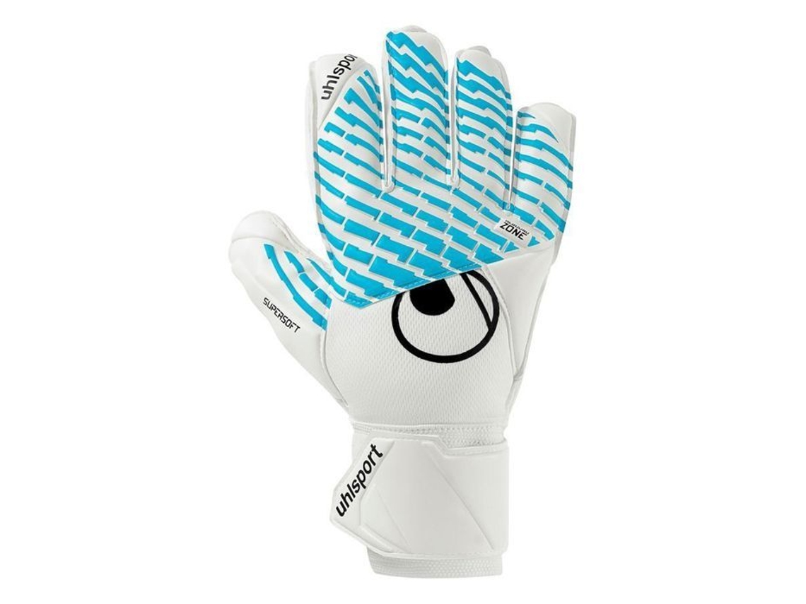 Guantes de portero UHLSPORT FM Cybertec Supersoft, agarre supersuave, corte clásico, banda de látex